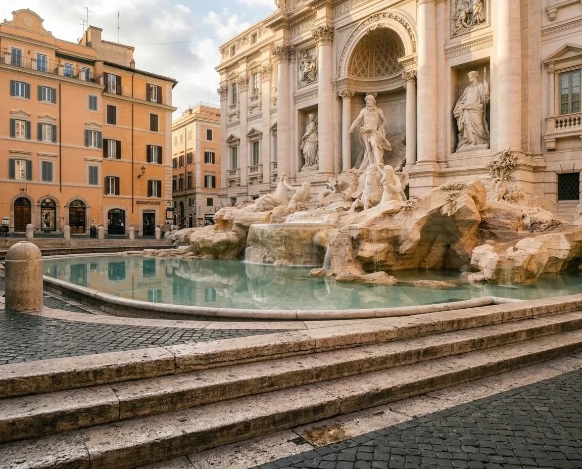 Trevi Fountain after the requested people have been removed.
